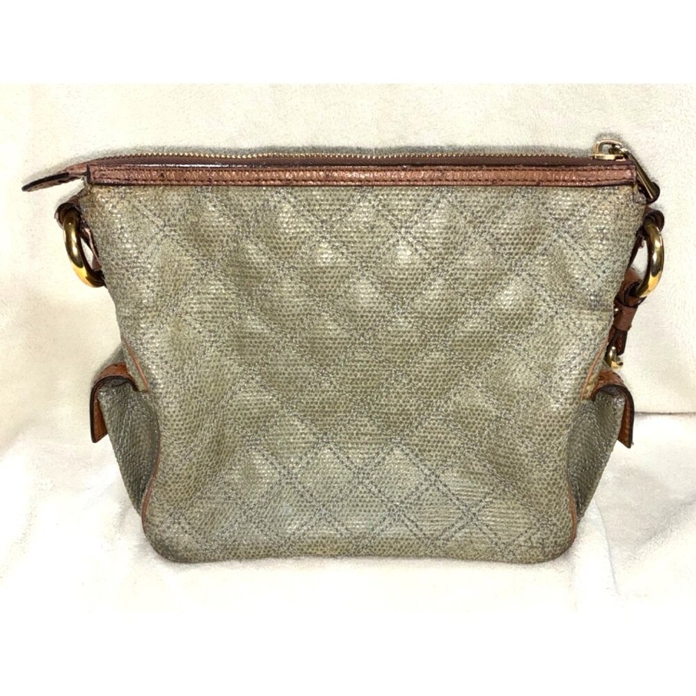 * VTG Marc Jacobs Coated Canvas Ostrich Stam Hobo Bag Purse Green Medium Size #i - Picture 7 of 13